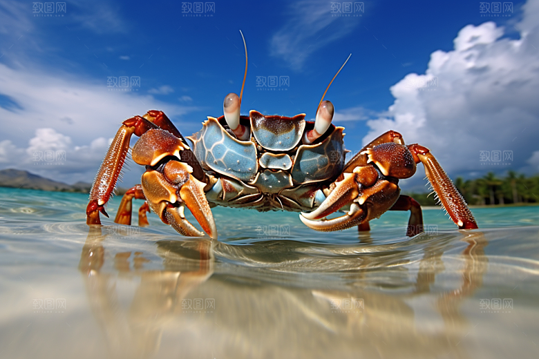 梭子蟹冰鲜海鲜摄影图