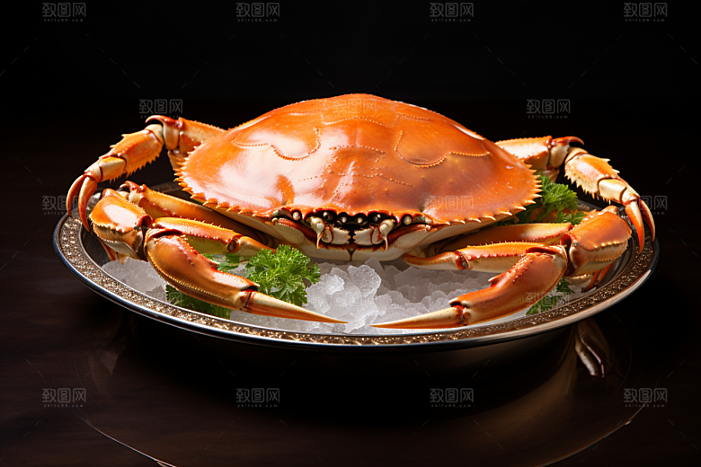 梭子蟹冰鲜美食摄影图