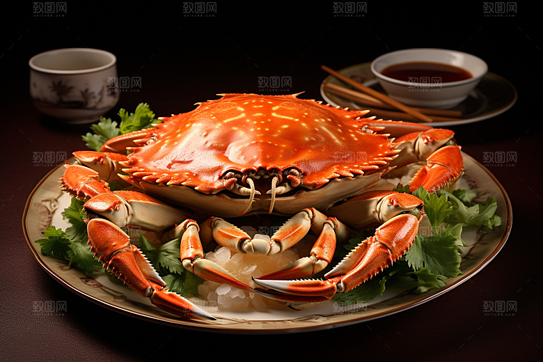 梭子蟹螃蟹美味摄影图