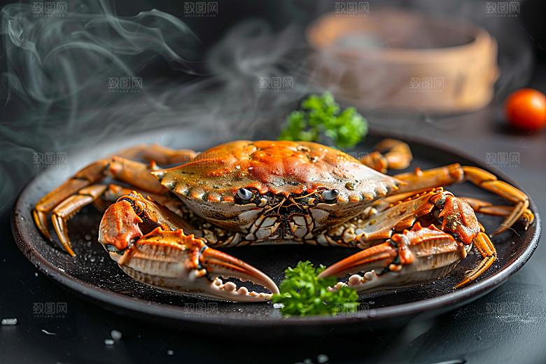 梭子蟹冰鲜美食摄影图
