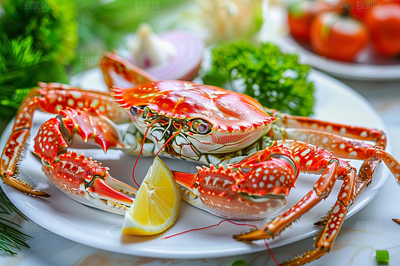 梭子蟹美食冰鲜摄影图