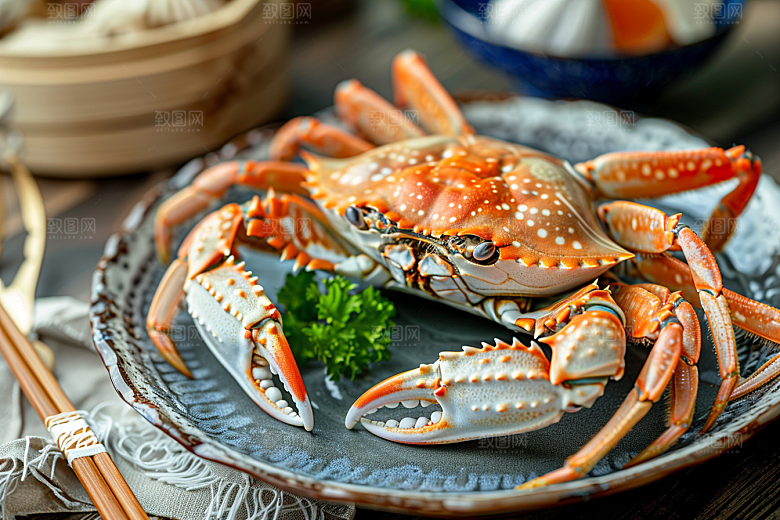 梭子蟹美食螃蟹摄影图