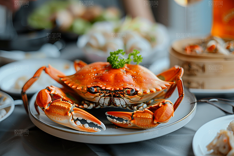 梭子蟹美味海鲜摄影图