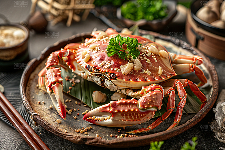 梭子蟹海蟹海鲜摄影图