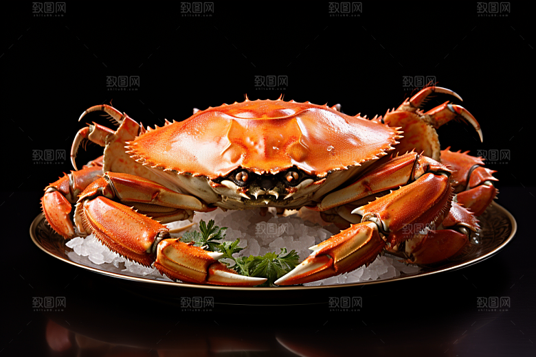 梭子蟹美味食材摄影图