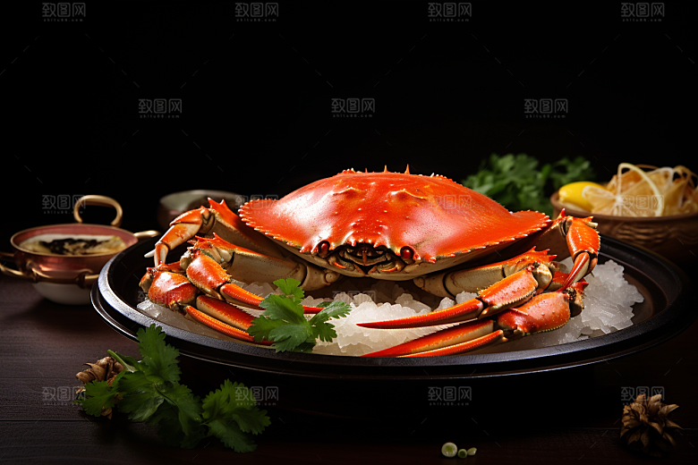 梭子蟹美食冰鲜摄影图
