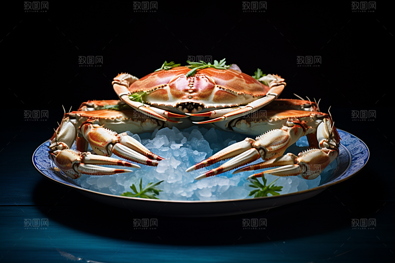 梭子蟹冰鲜食材摄影图