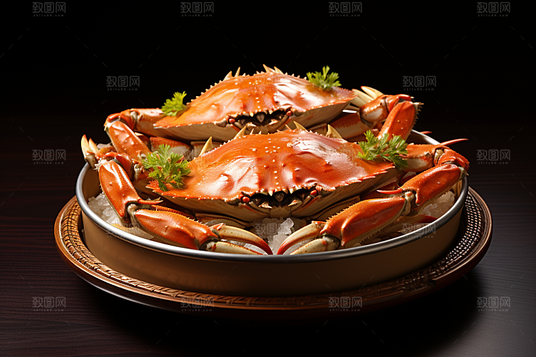 梭子蟹海鲜食材摄影图