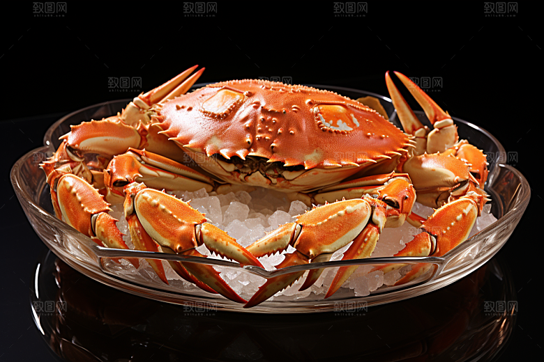 梭子蟹海货冰鲜摄影图