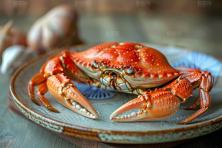 梭子蟹海鲜食材摄影图