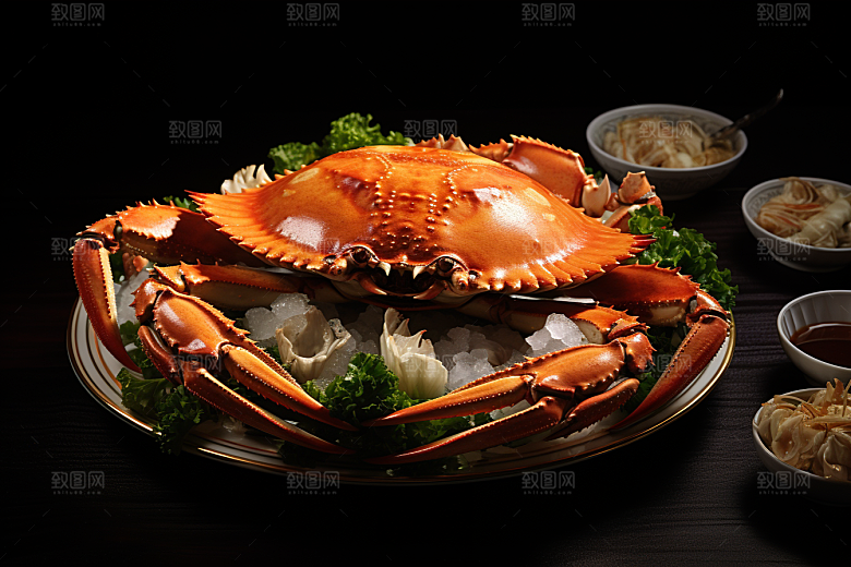 梭子蟹海鲜海洋摄影图