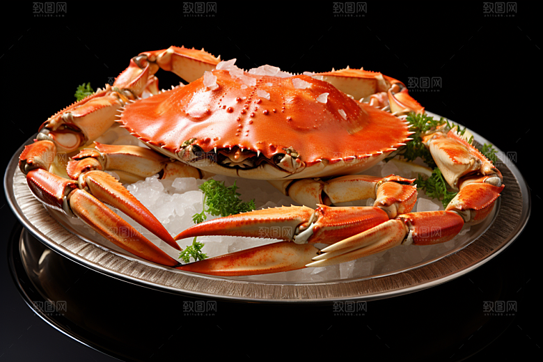 梭子蟹大海冰鲜摄影图