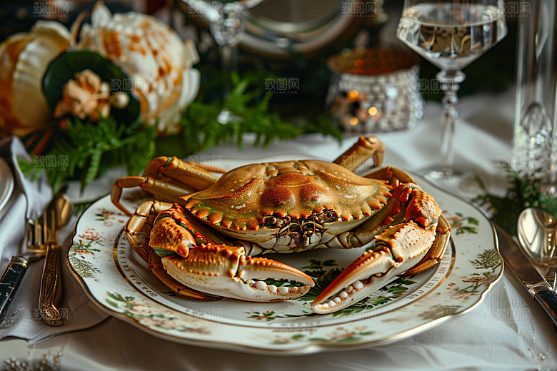 梭子蟹美食食材摄影图