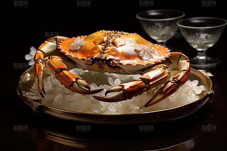 梭子蟹海洋美食摄影图