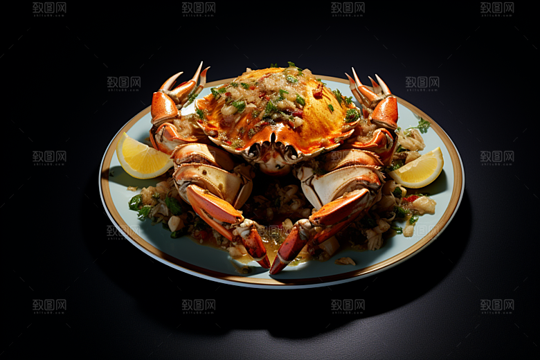 梭子蟹海鲜食材摄影图