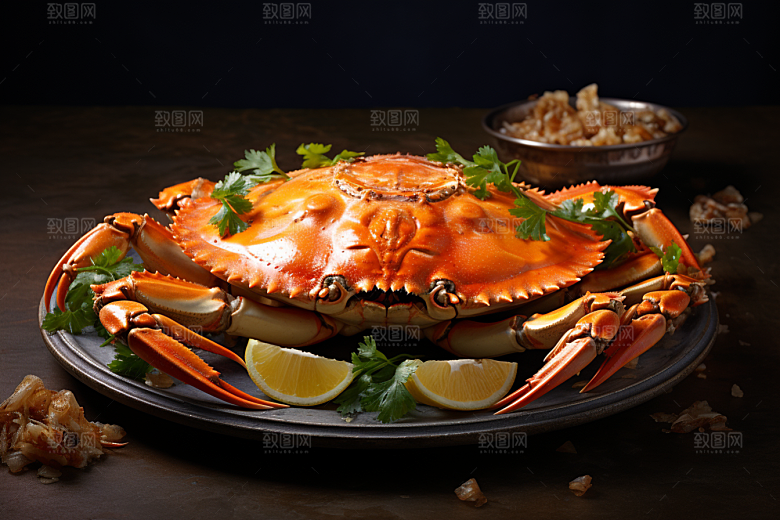 梭子蟹海鲜美食摄影图