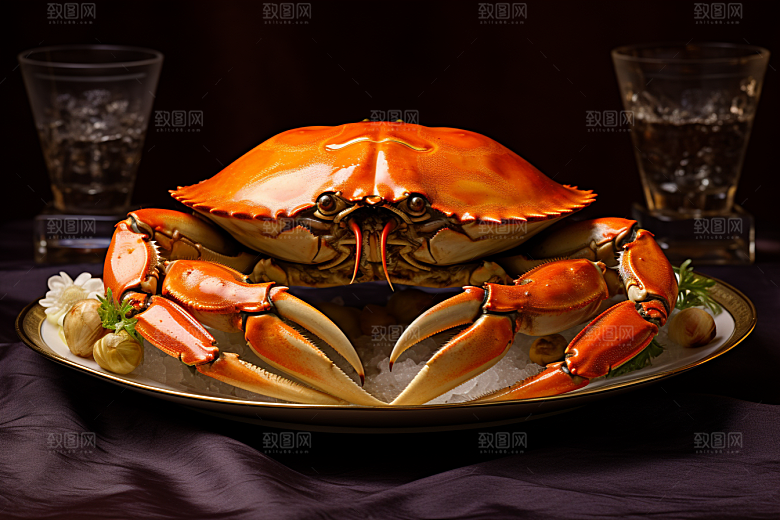梭子蟹美味食材摄影图