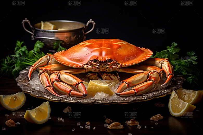 梭子蟹海鲜冰鲜摄影图