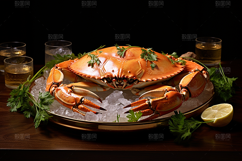 梭子蟹大海美食摄影图