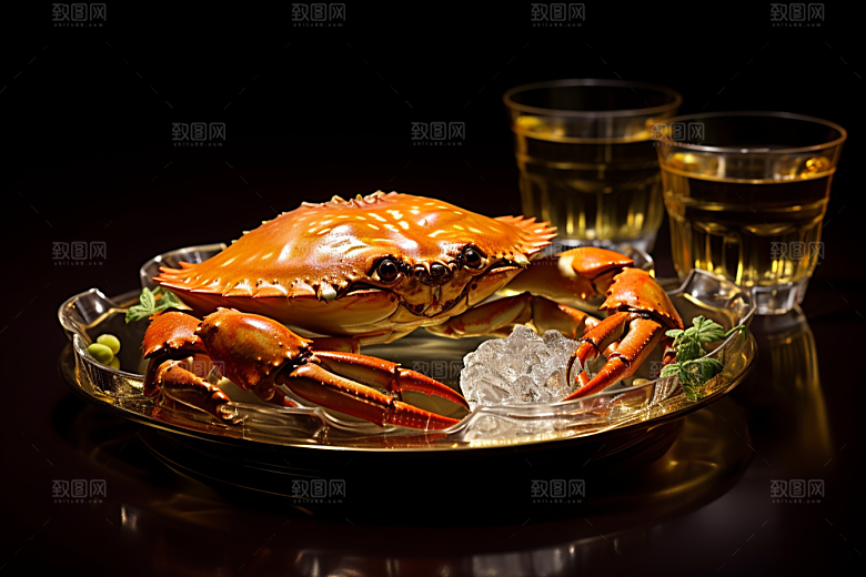 梭子蟹美味食材摄影图