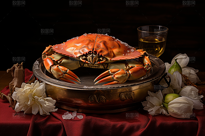 梭子蟹海洋美食摄影图