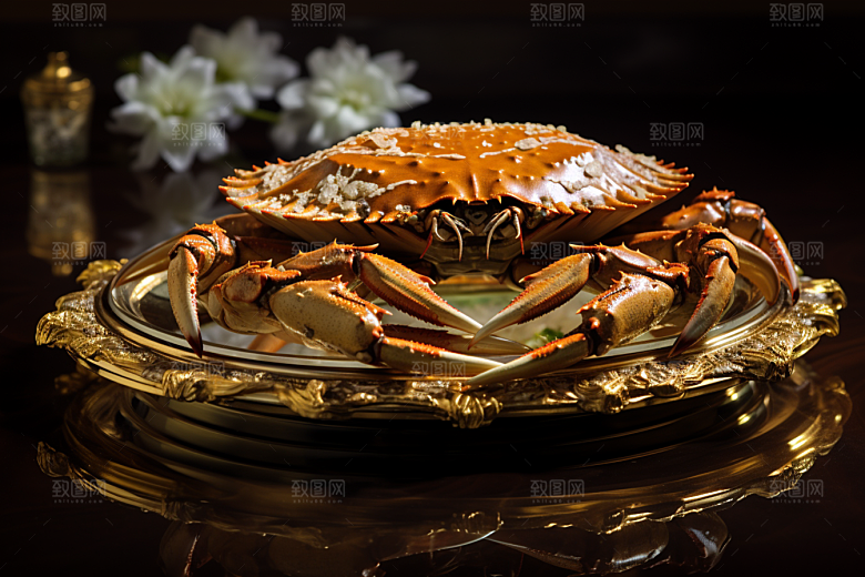梭子蟹海洋美食摄影图
