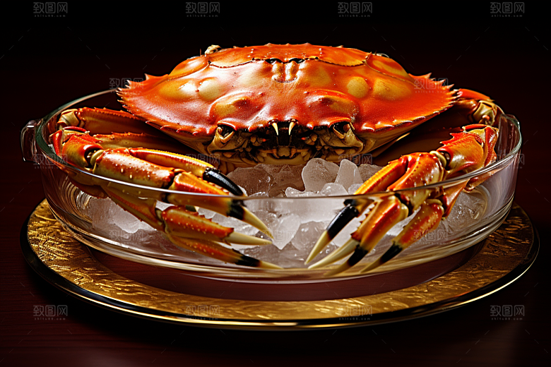 梭子蟹美食冰鲜摄影图