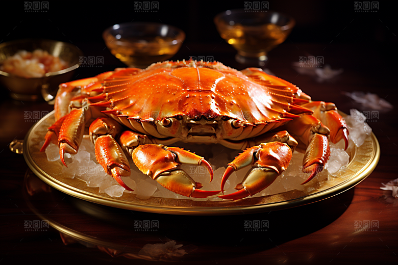 梭子蟹冰鲜美食摄影图