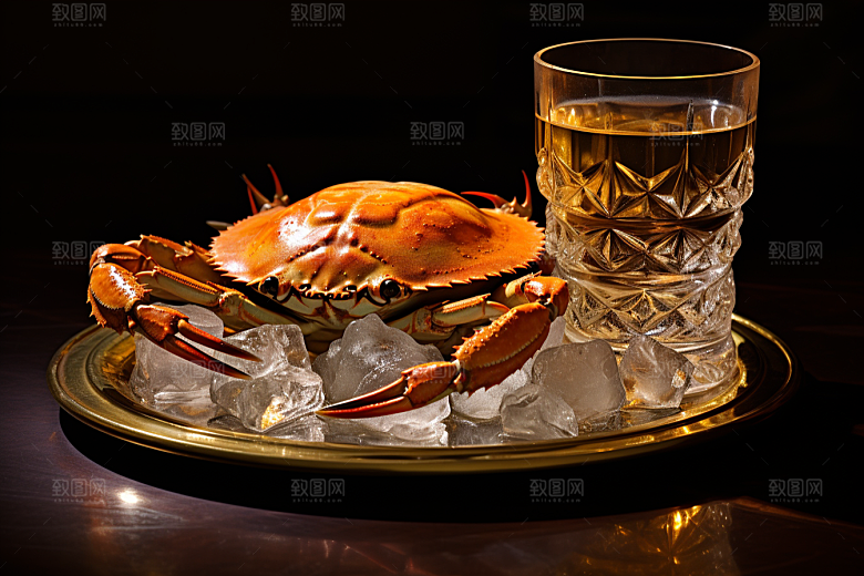 梭子蟹冰鲜美味摄影图