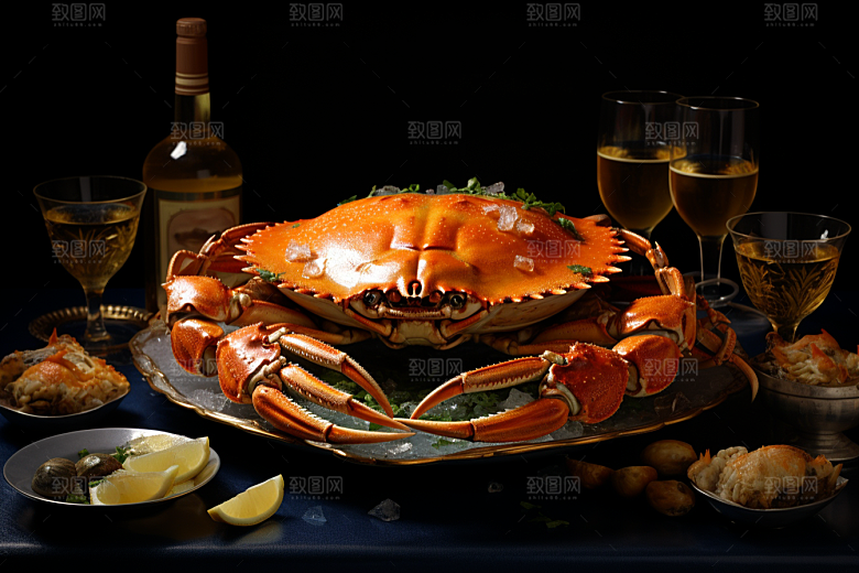 梭子蟹冰鲜食材摄影图