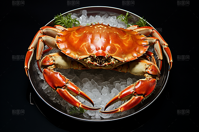 梭子蟹冰鲜食材摄影图
