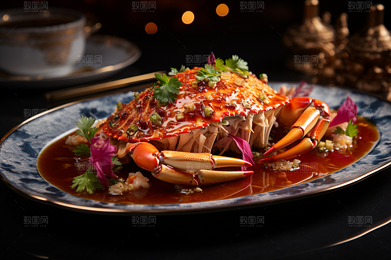 梭子蟹美食食材摄影图