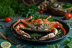 梭子蟹美食海货摄影图