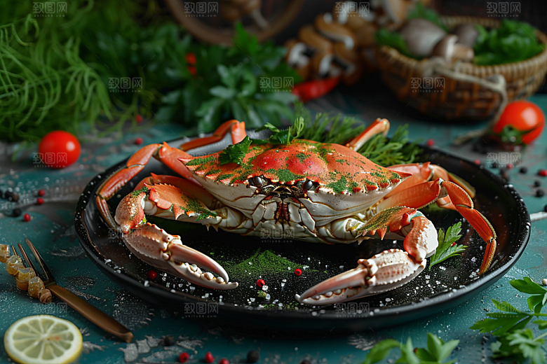 梭子蟹美食海货摄影图