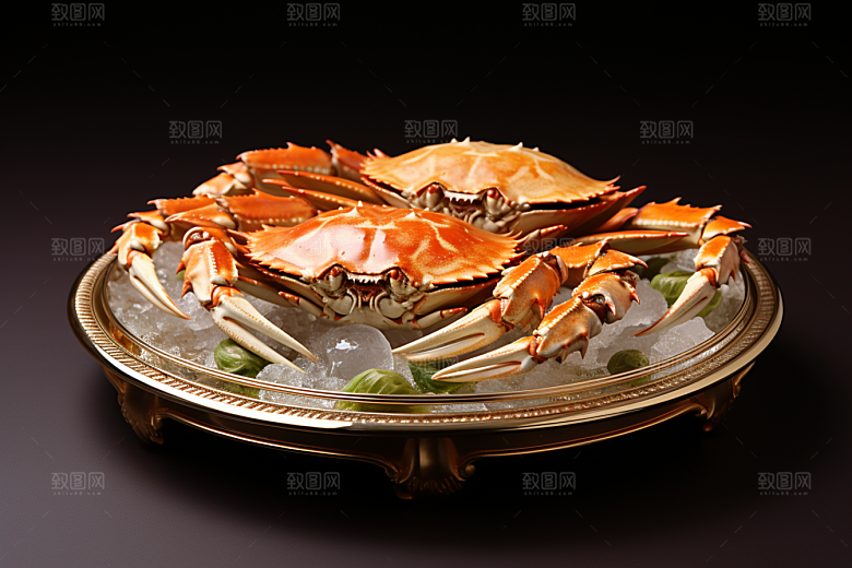 梭子蟹美食冰鲜摄影图