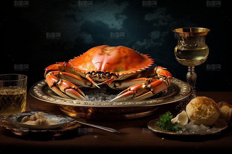 梭子蟹海洋美食摄影图