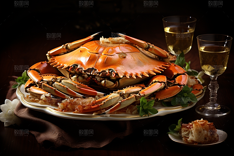 梭子蟹冰鲜食材摄影图