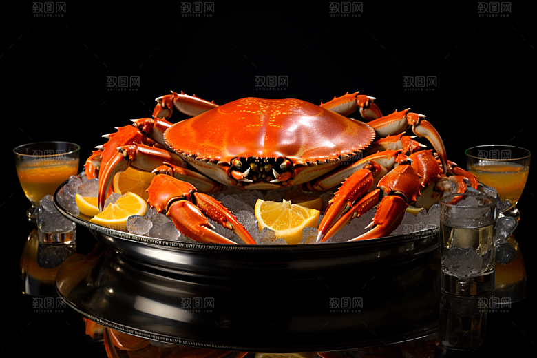 梭子蟹冰鲜美食摄影图
