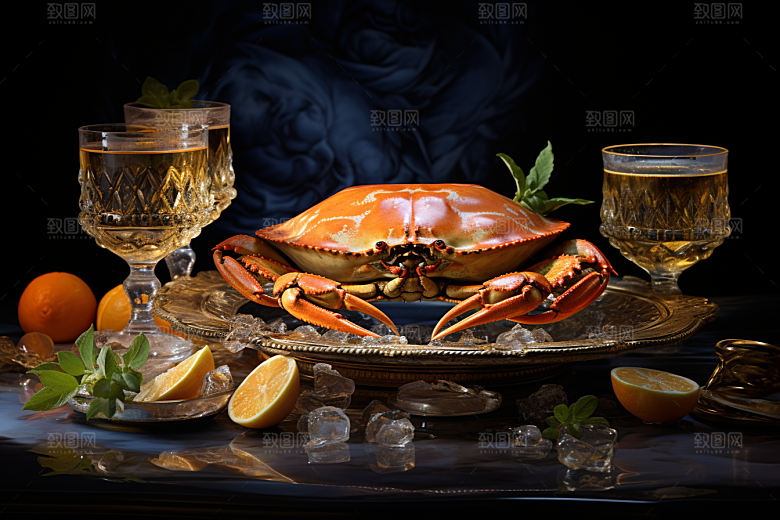 梭子蟹海货食材摄影图