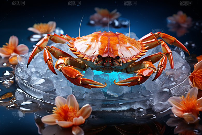 梭子蟹大海海蟹摄影图