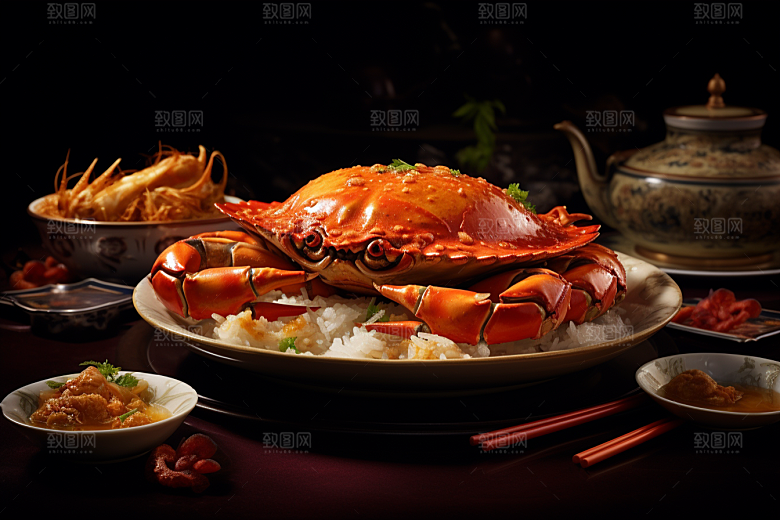 梭子蟹海鲜海洋摄影图