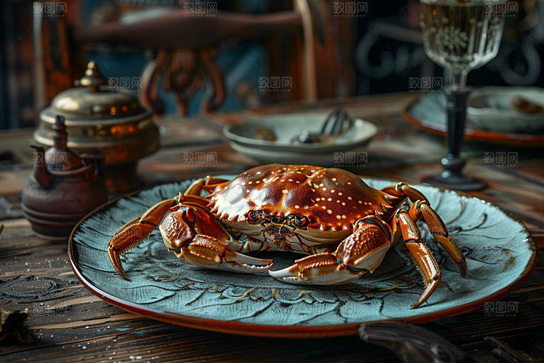 梭子蟹冰鲜食材摄影图