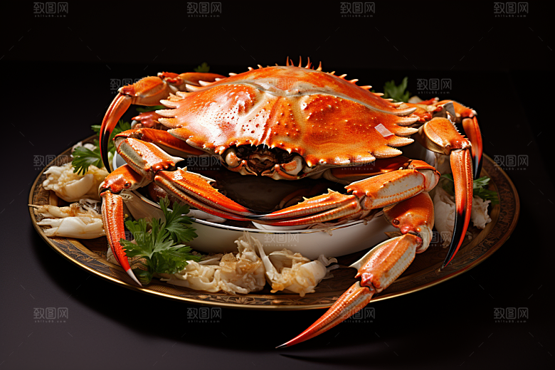 梭子蟹大海冰鲜摄影图
