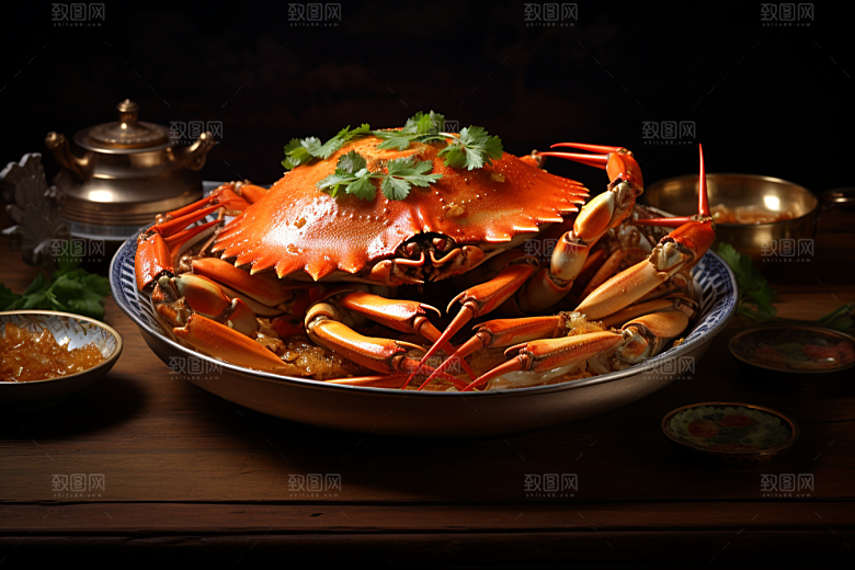 梭子蟹大海冰鲜摄影图