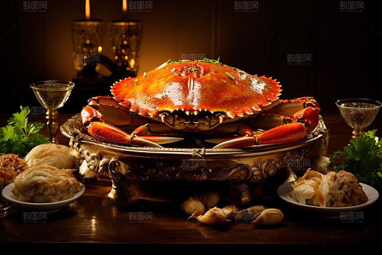 梭子蟹美味海鲜摄影图
