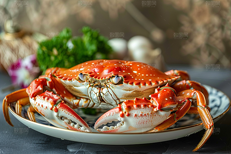梭子蟹冰鲜美味摄影图