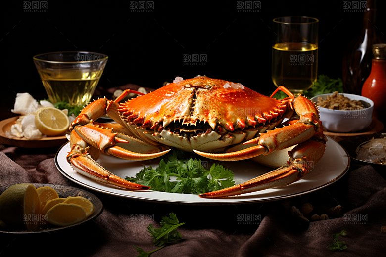 梭子蟹美味大海摄影图
