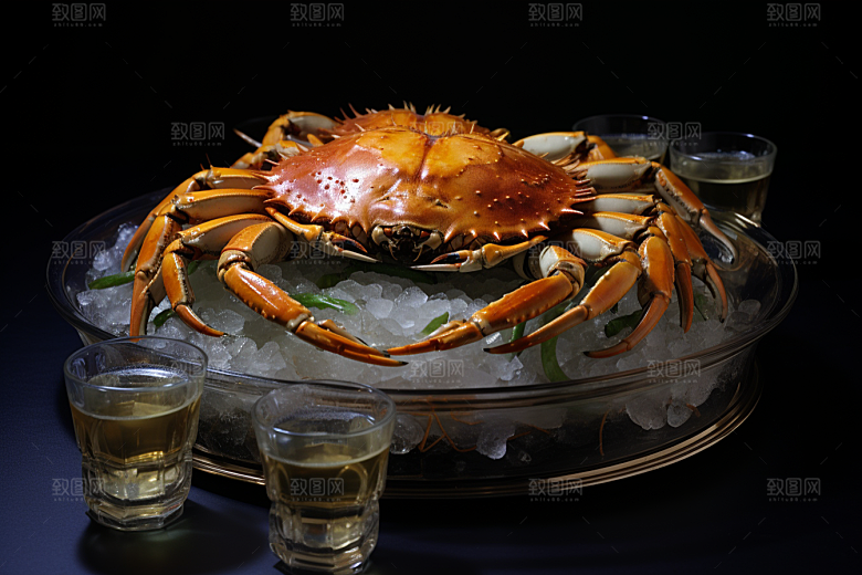 梭子蟹美食冰鲜摄影图