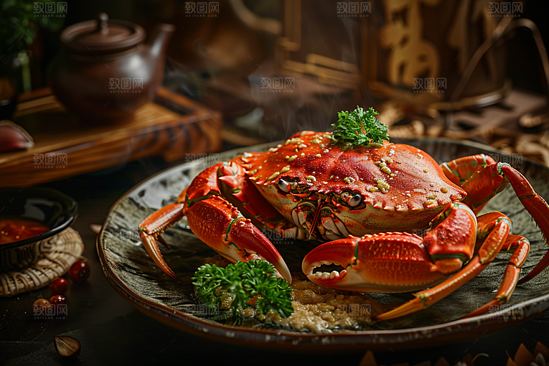 梭子蟹螃蟹美食摄影图