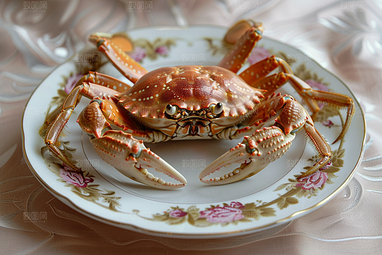 梭子蟹美味食材摄影图